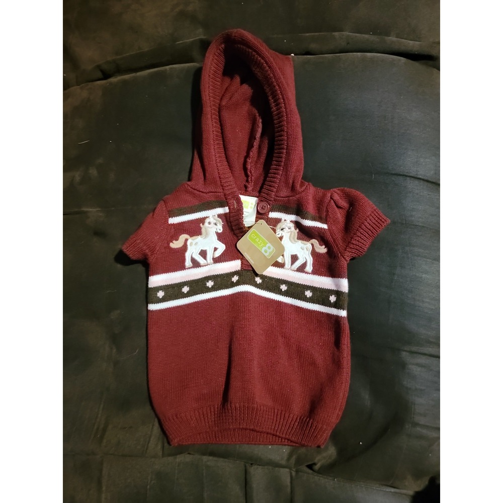 Crazy 8 peace love and ponies horse sweater size 6 12 months nwt